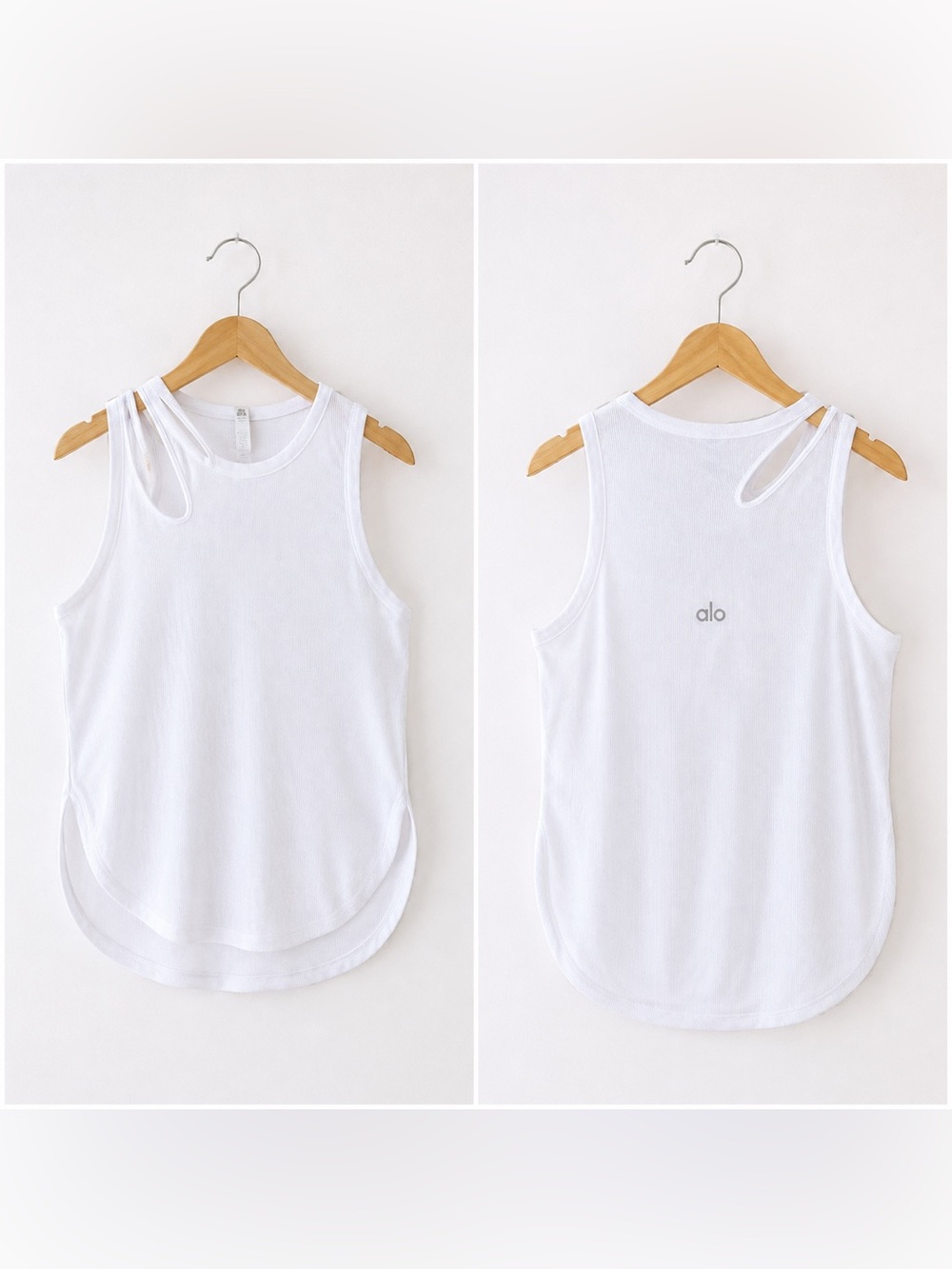 ALO Yoga White Ribbed Sleeveless Tank
